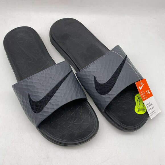 *NEW* Nike Benassi Solarsoft  Slides Sandals Gray Blck main image 6